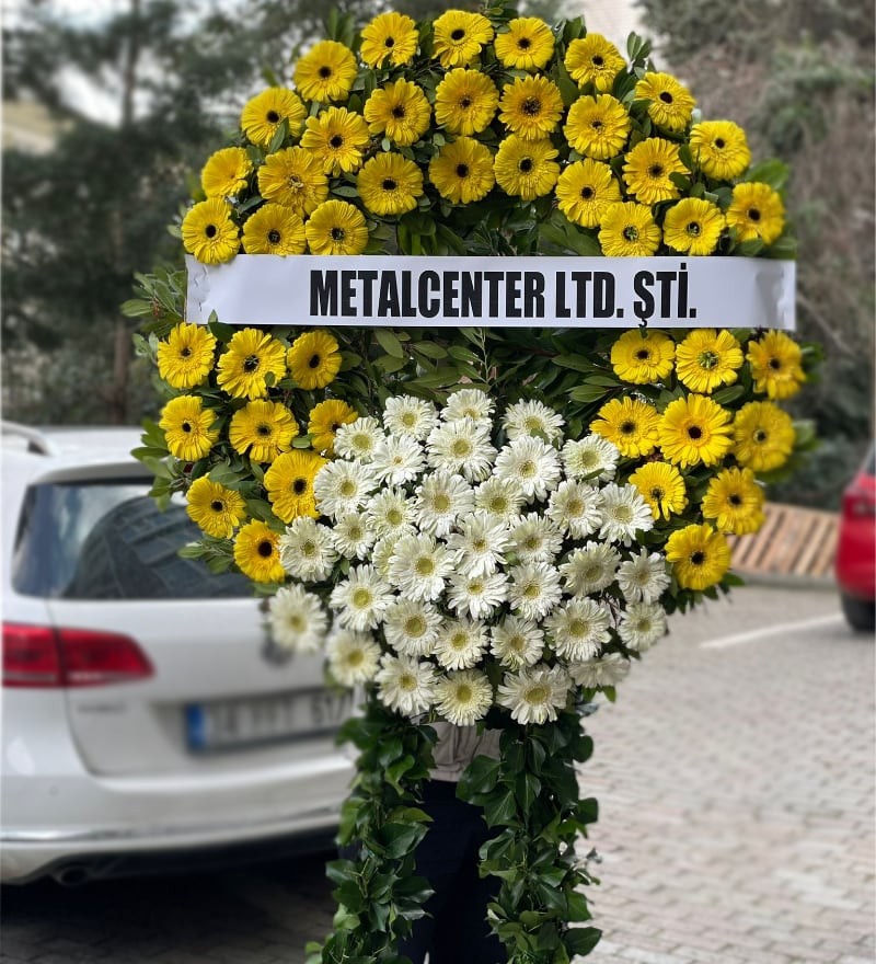 Özel Turuncu Beyaz Cenaze ve Taziye Çelengi