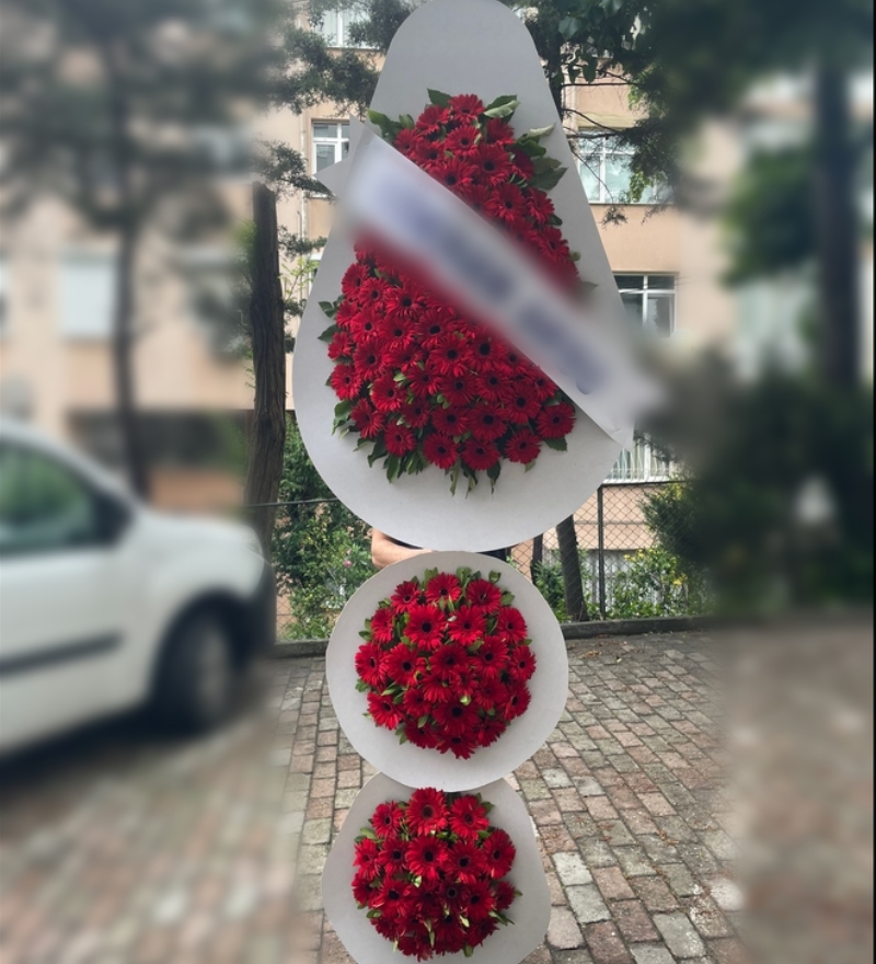 VIP 3 Göbekli Kırmızı Gösterişli Tören Çelengi