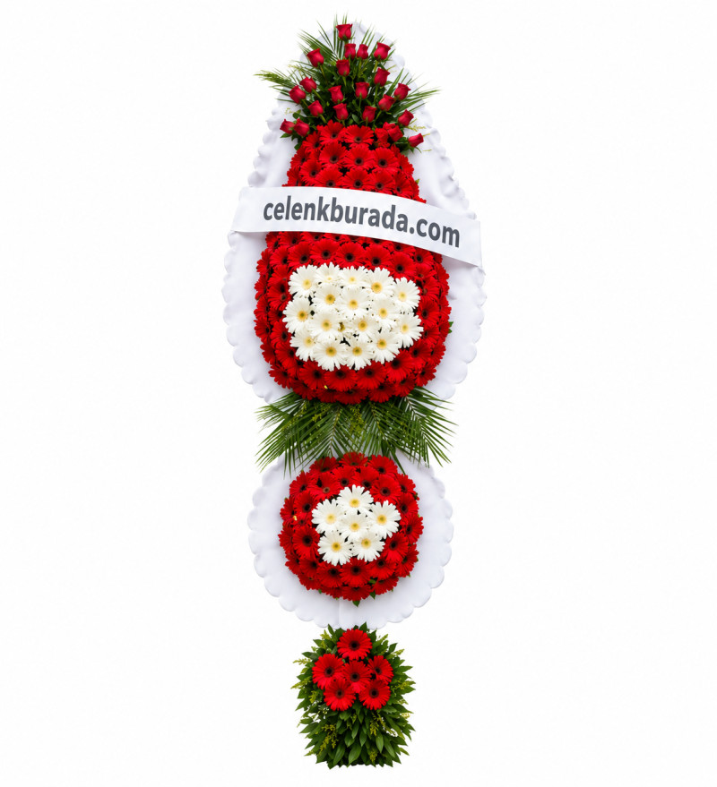 Kırmızı ve Beyaz Gerbera Tören Çelengi